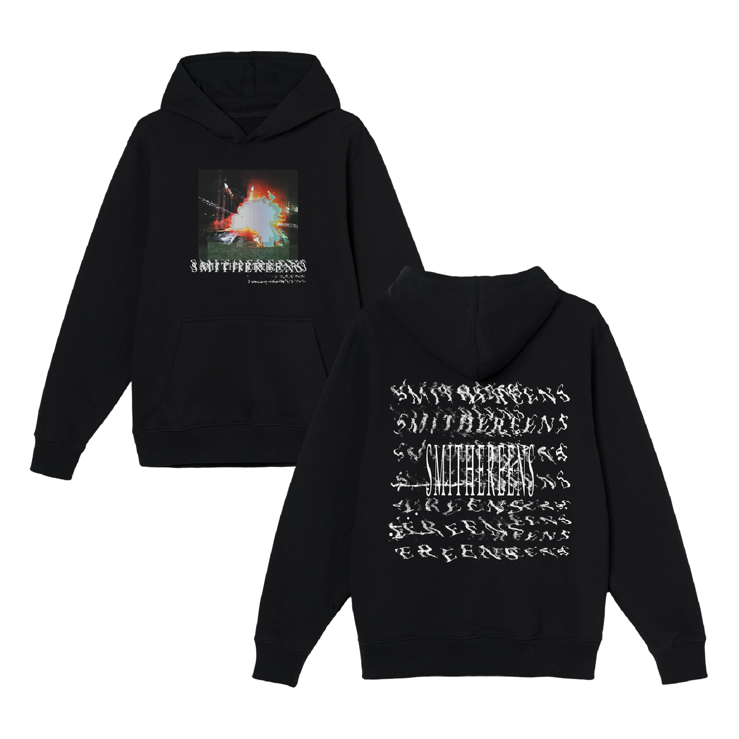 Black SMITHEREENS Print Hoodie